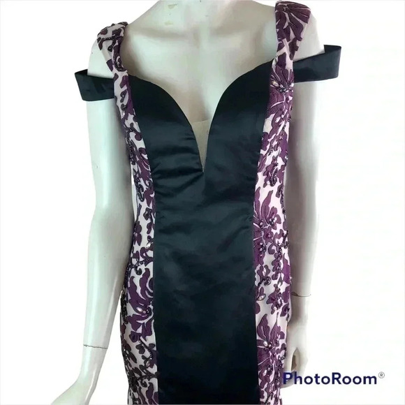 Rachel Allan COUTURE Size 12 Purple Hand Beaded Trumpet Gown Prom Dress Formal - Picture 7 of 9